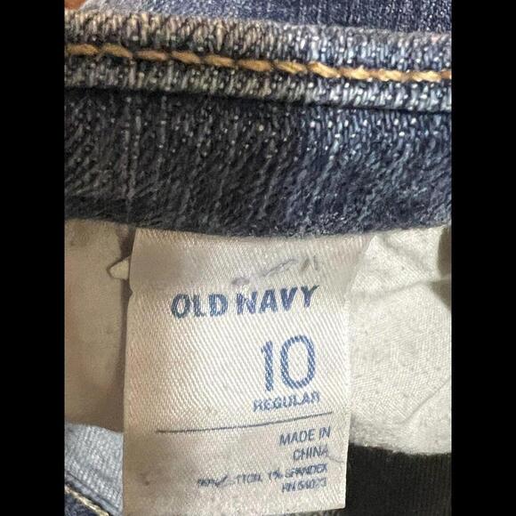 Old Navy Sweet Heart‎ Flare Jeans Womens Sz 10 Med  Wash Blue Distress Hem - Picture 3 of 3